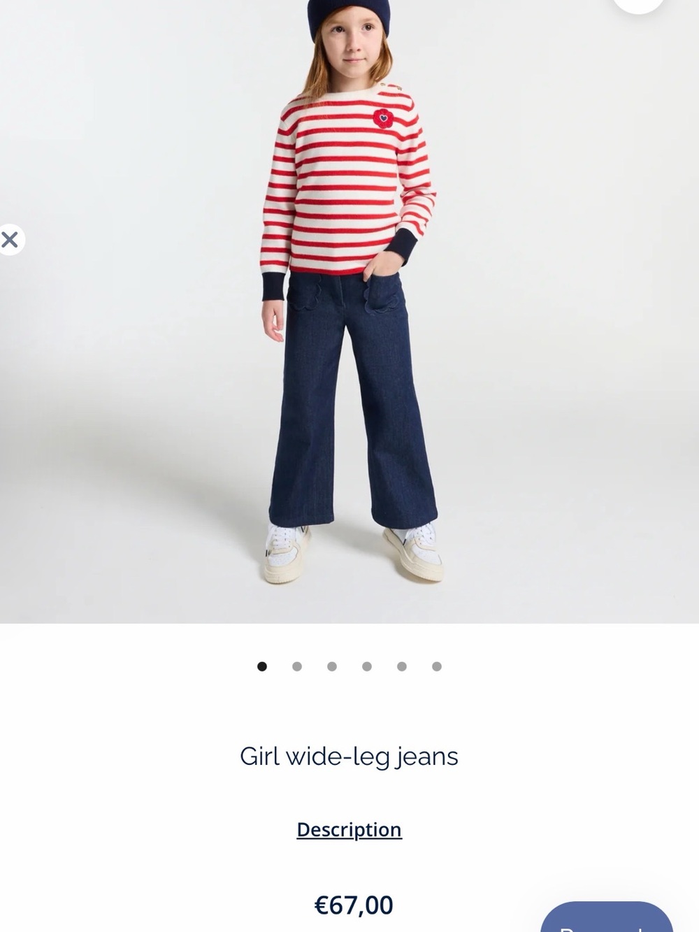Jacadi Navy Wide-Leg Girls' Jeans